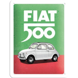  Metalowy Plakat 15 x 20cm Fiat 500 Italian Colours