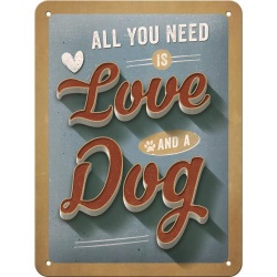  Metalowy Plakat 15 x 20cm Love Dog