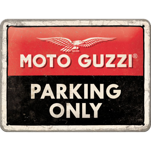  Metalowy Plakat 15 x 20cm Moto Guzzi Parking On