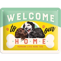  Metalowy Plakat 15 x 20cm Welcome Puppies