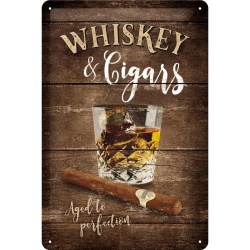  Metalowy Plakat 20 x 30cm Whiskey & Cigars
