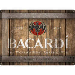  Metalowy Plakat 30 x 40cm Bacardi Wood Logo