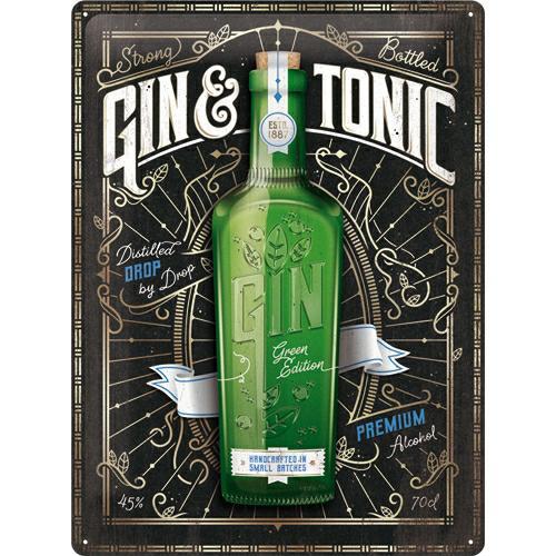 Metalowy Plakat 30 x 40cm Gin & Tonic Green