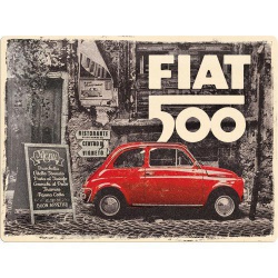  Metalowy Plakat 30x40cm Fiat 500 Red Car