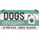 Metalowy Plakat Zawieszka 10 x 20cm Dogs Welcome