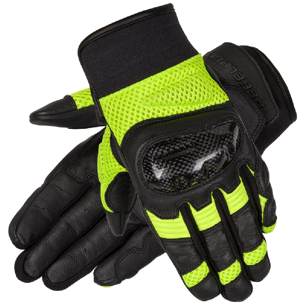 Motocyklowe Rękawice Skórzane Rebelhorn Gap II Black/Flo Yellow