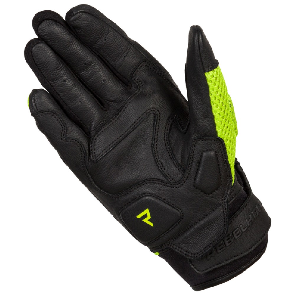 Motocyklowe Rękawice Skórzane Rebelhorn Gap II Black/Flo Yellow