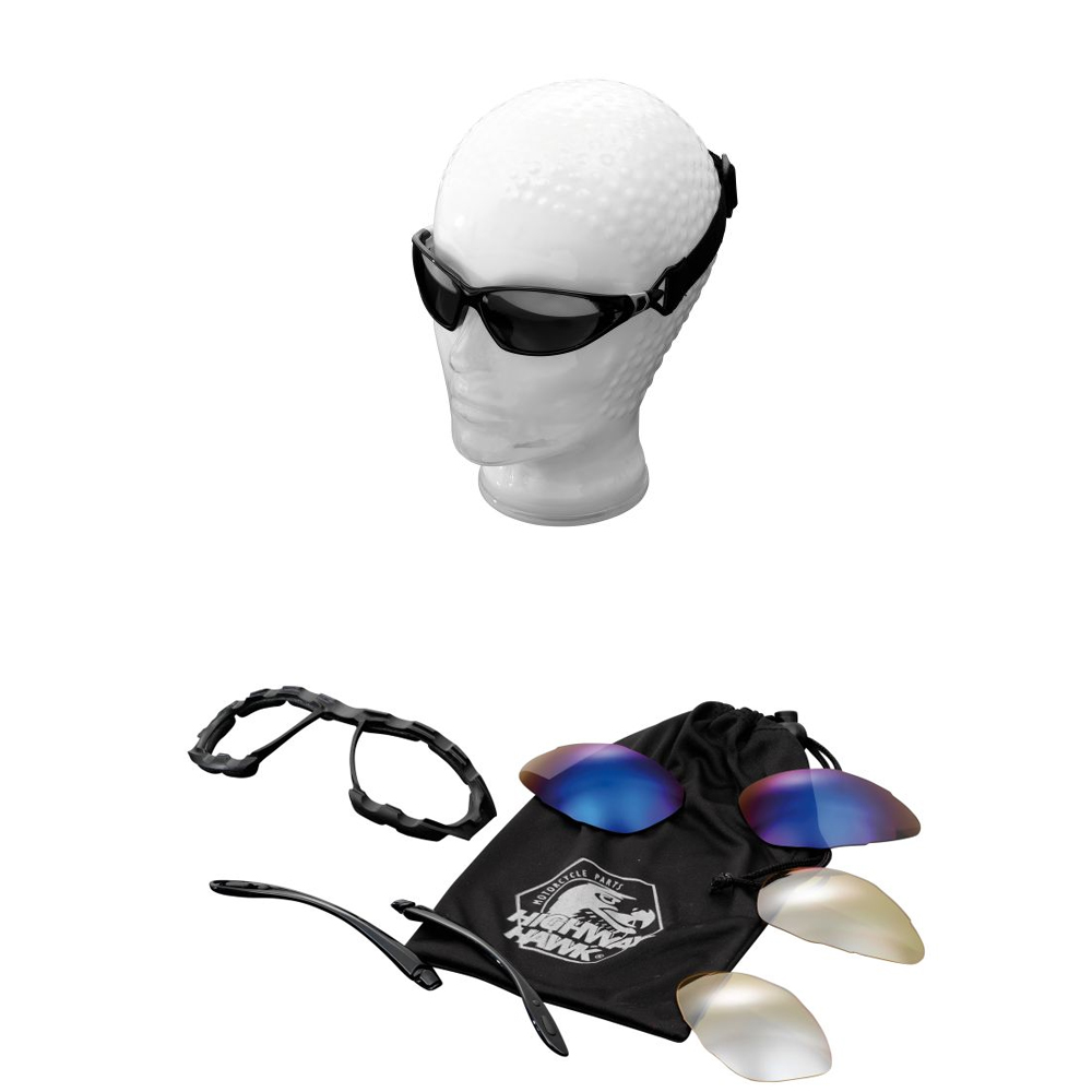 Okulary motocyklowe z wymiennymi szkłami