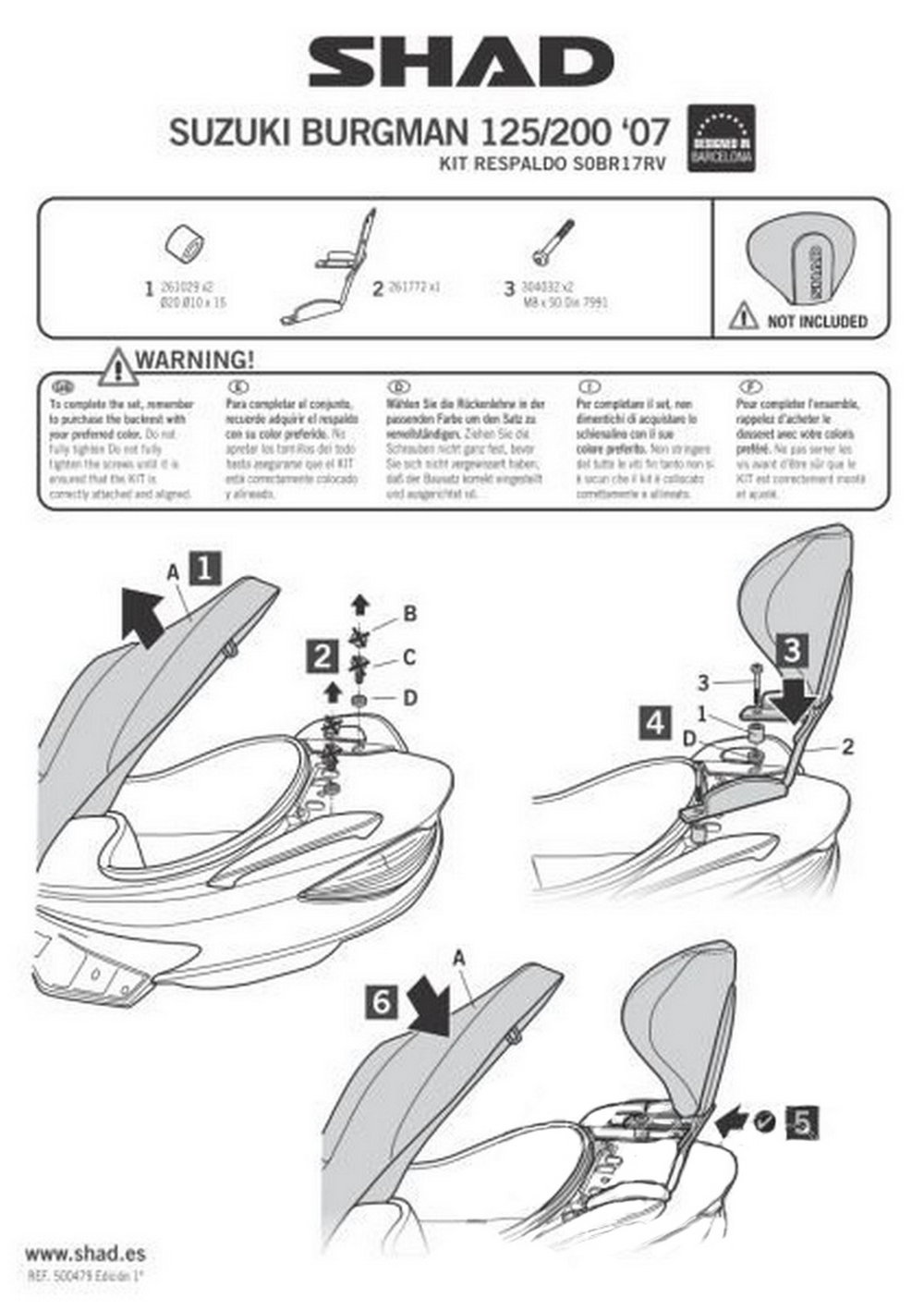 Oparcie pasażera Suzuki burgman SHAD