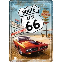  Pocztówka metalowa 14 x 10 cm Route 66