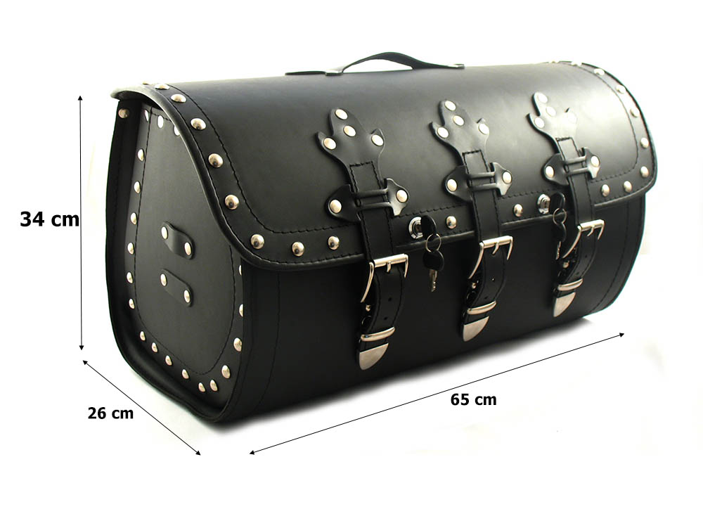 Skórzany kufer 65 cm ćwiekami + zamki