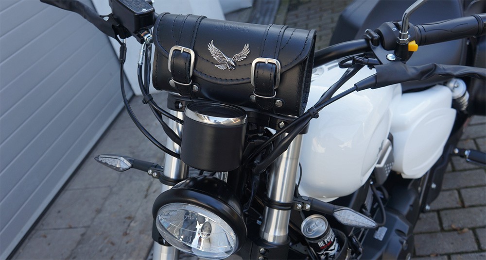  Skórzany piórnik motocyklowy Kawasaki z orzełkiem - na szybę