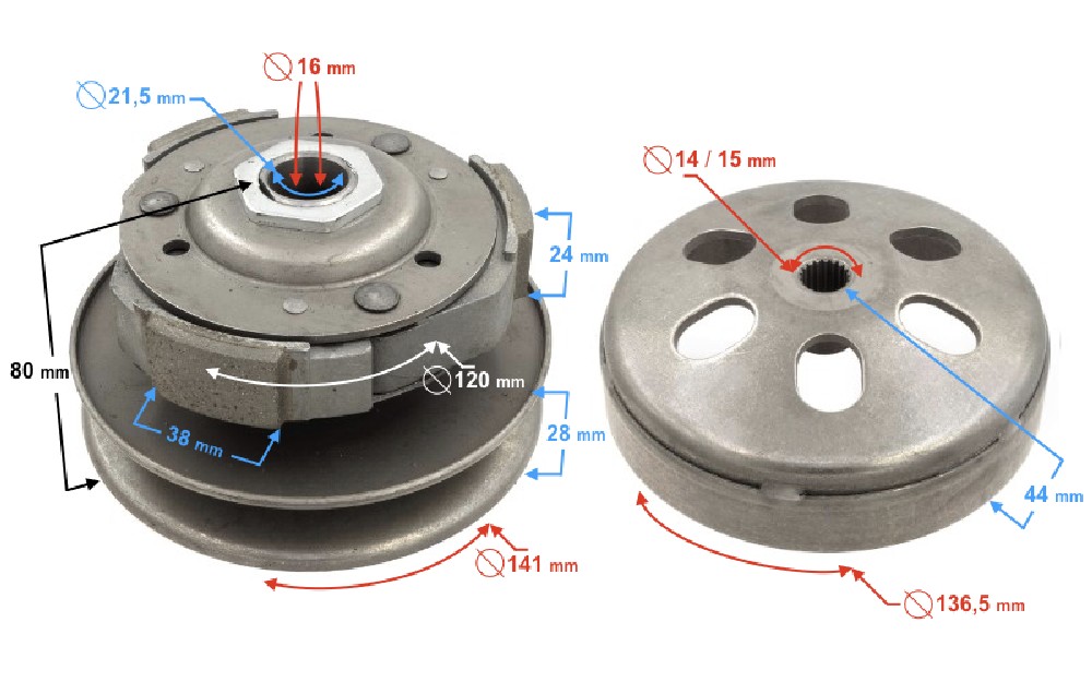 Sprzęgło do skutera Huragan 125 Falcon 125 GY6 125cc