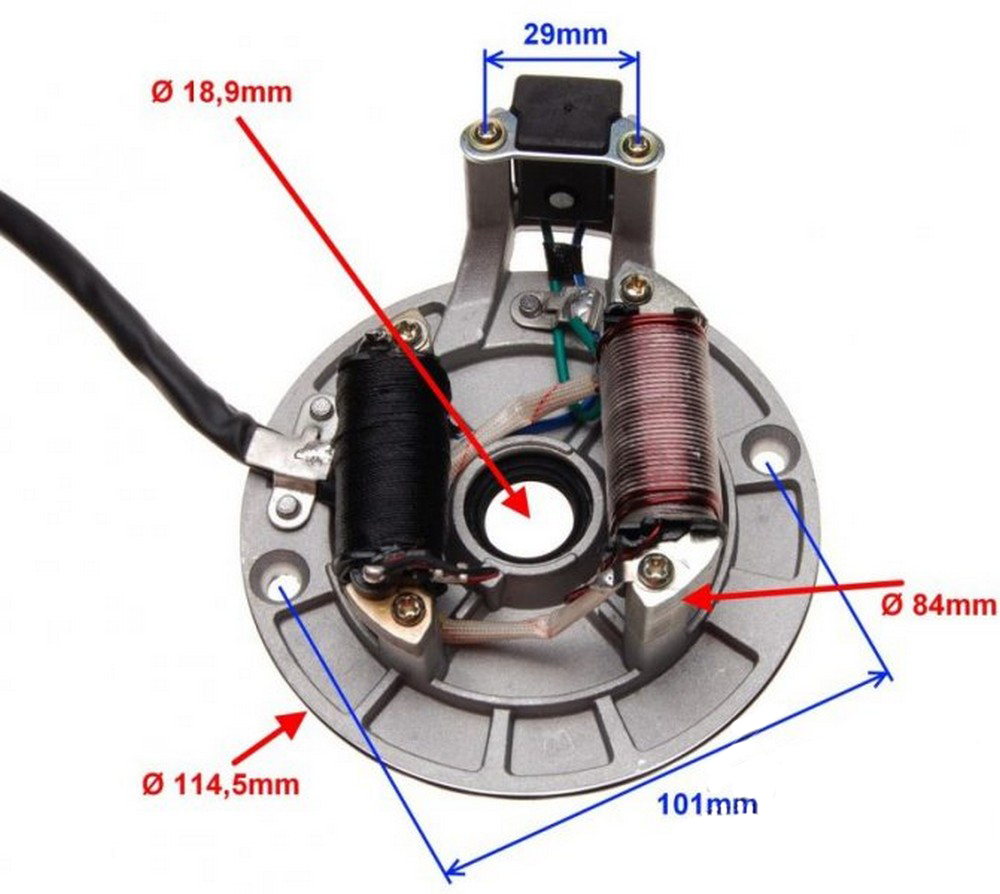 Stator iskrownik 2 cewki mini enduro 125CC 4T