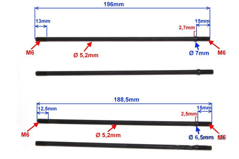 Szpilki cylindra do motorowerów 4T / 139FMB / 152FMH - 50ccm