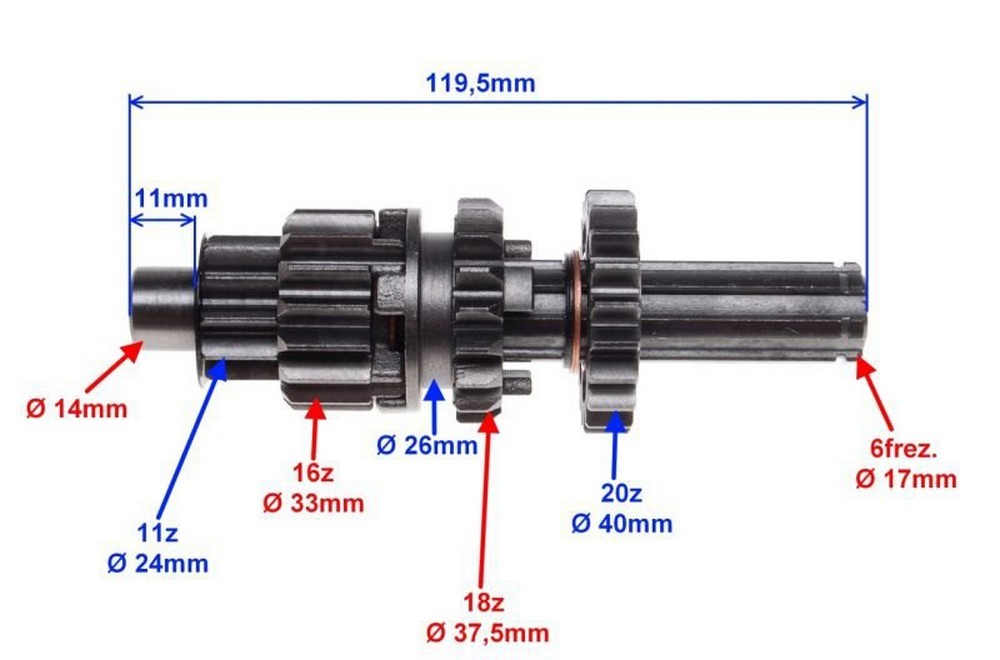 Wałek pośredni do motorowerów 4T / 139FMB / 147FMD / 152FMH