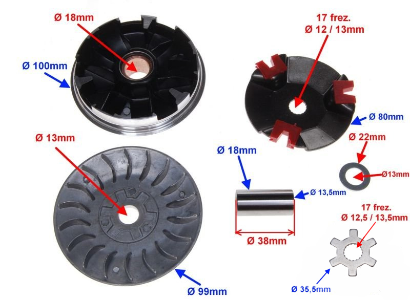 Wariator sportowy skutery 2T na wał 13mm