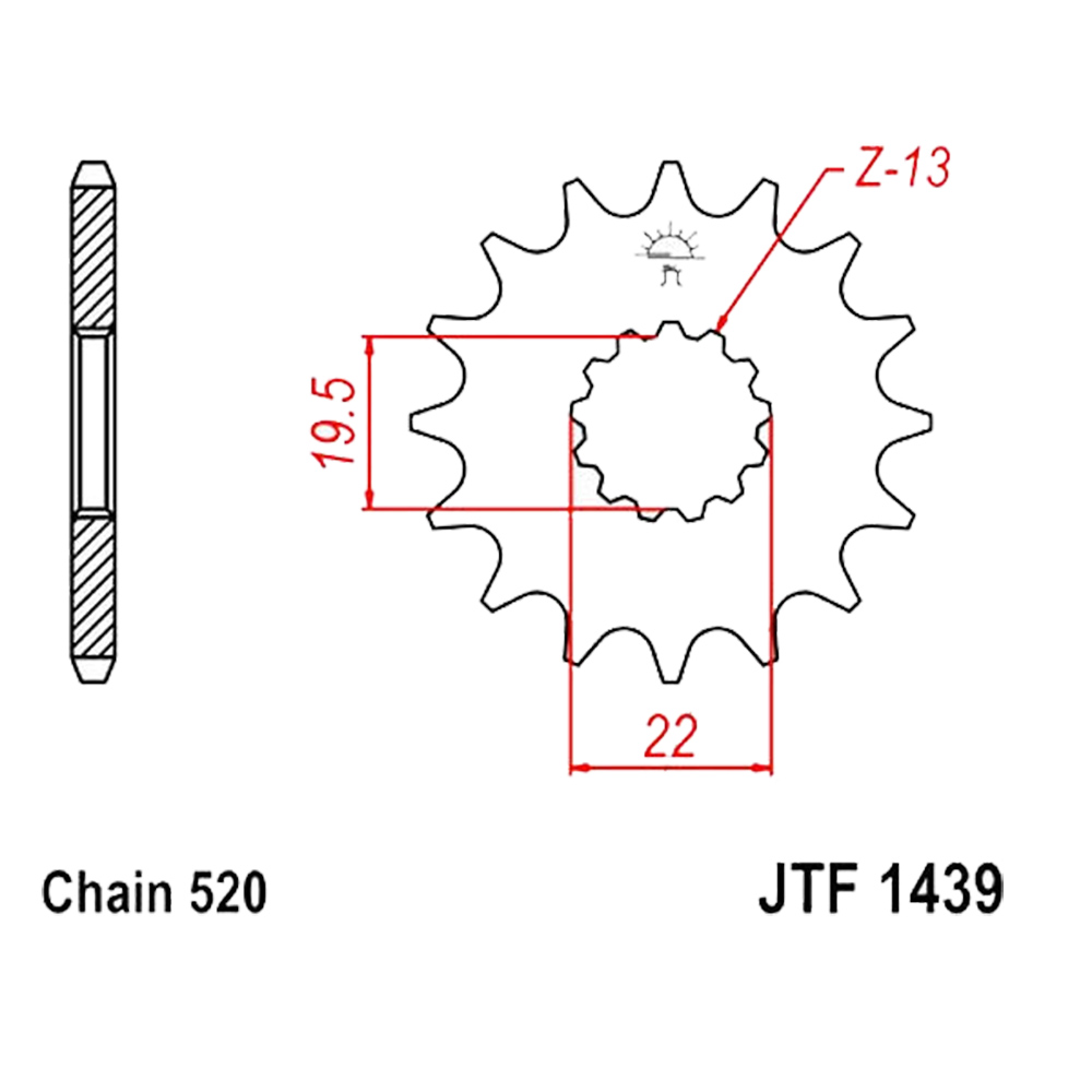 Zębatka przednia F1439-12, 12 zębów, rozmiar 520