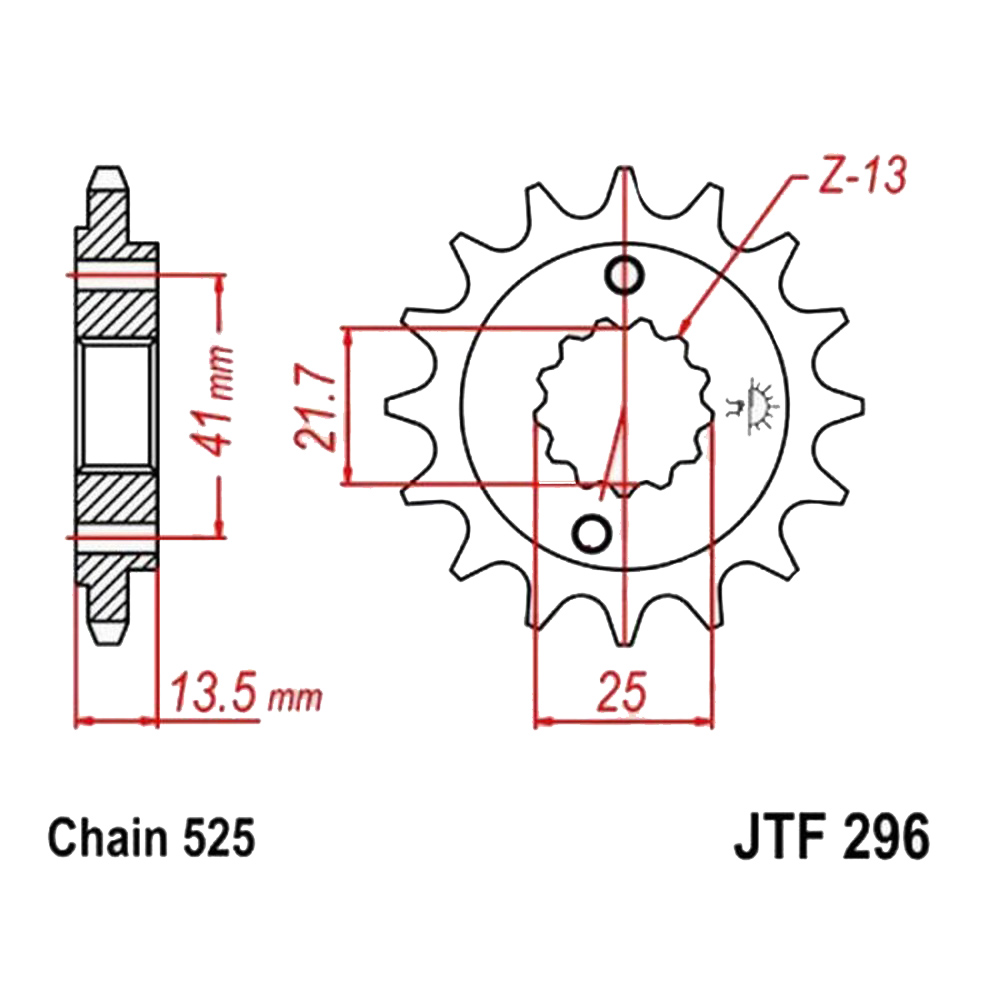 Zębatka przednia F296-15, 15 zębów, rozmiar 525