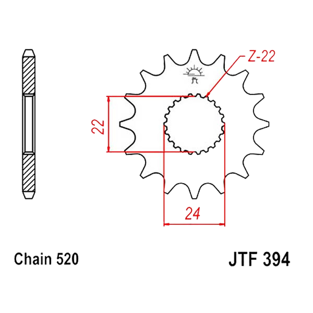 Zębatka przednia F394-17, 17 zębów, rozmiar 520