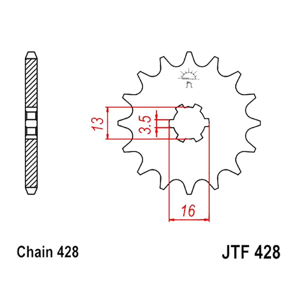 Zębatka przednia F428-14, 14 zębów, rozmiar 428