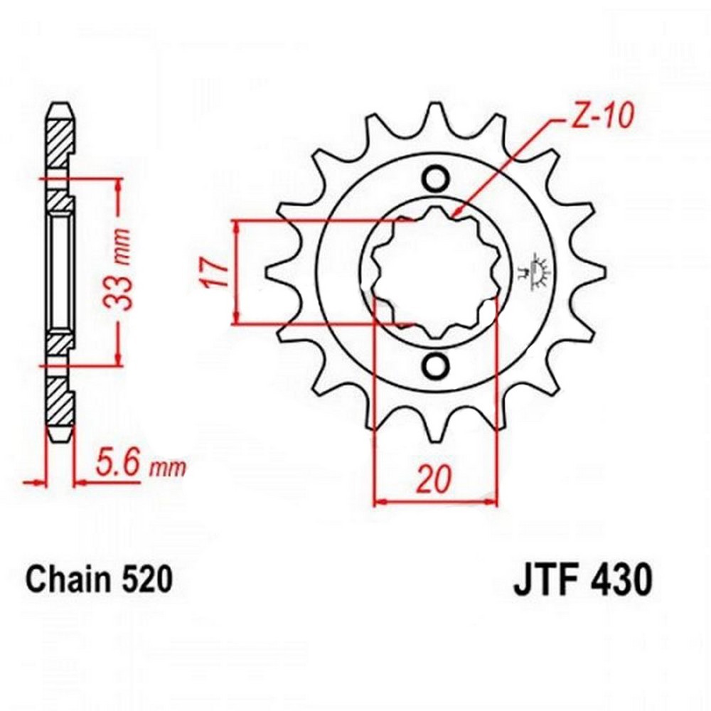 Zębatka przednia F430-14, 14 zębów, rozmiar 520