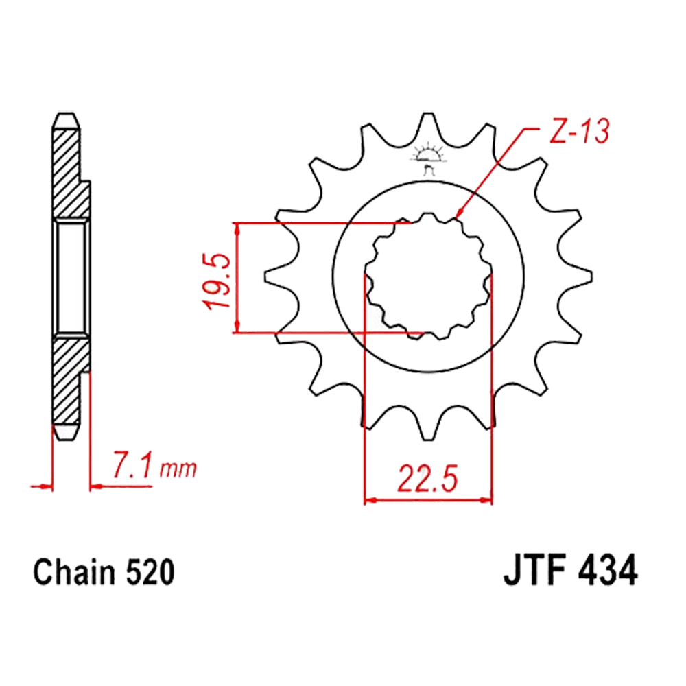 Zębatka przednia F434-16, 16 zębów, rozmiar 520