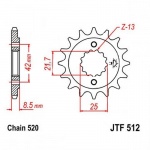 Zębatka przednia F512-17, 17 zębów, rozmiar 520