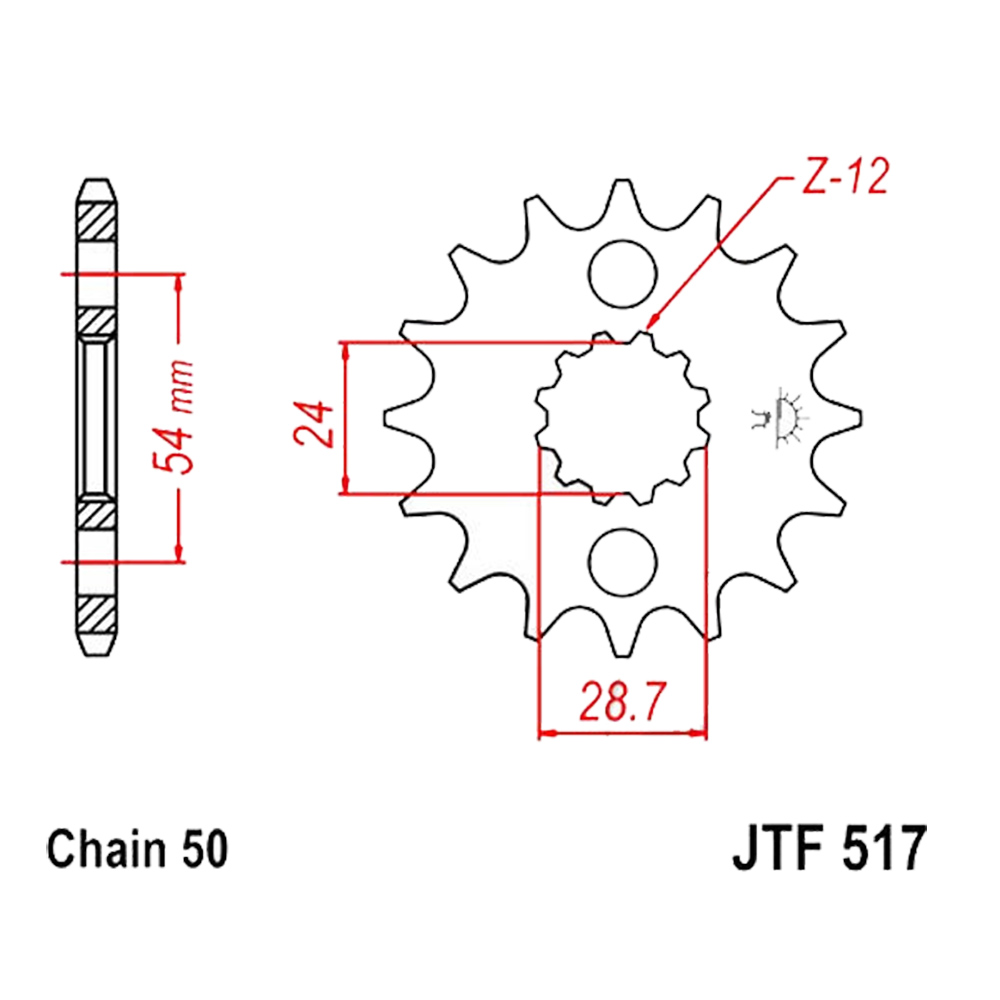 Zębatka przednia F517-16, 16 zębów, rozmiar 530