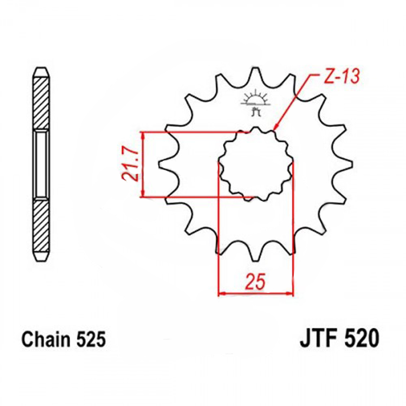 Zębatka przednia F520-14, 14 zębów, rozmiar 525