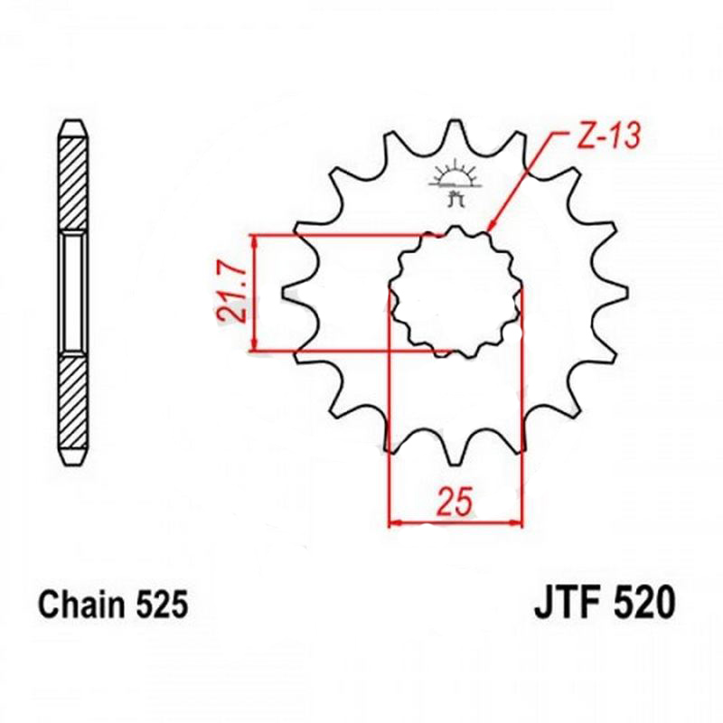 Zębatka przednia F520-16, 16 zębów, rozmiar 525