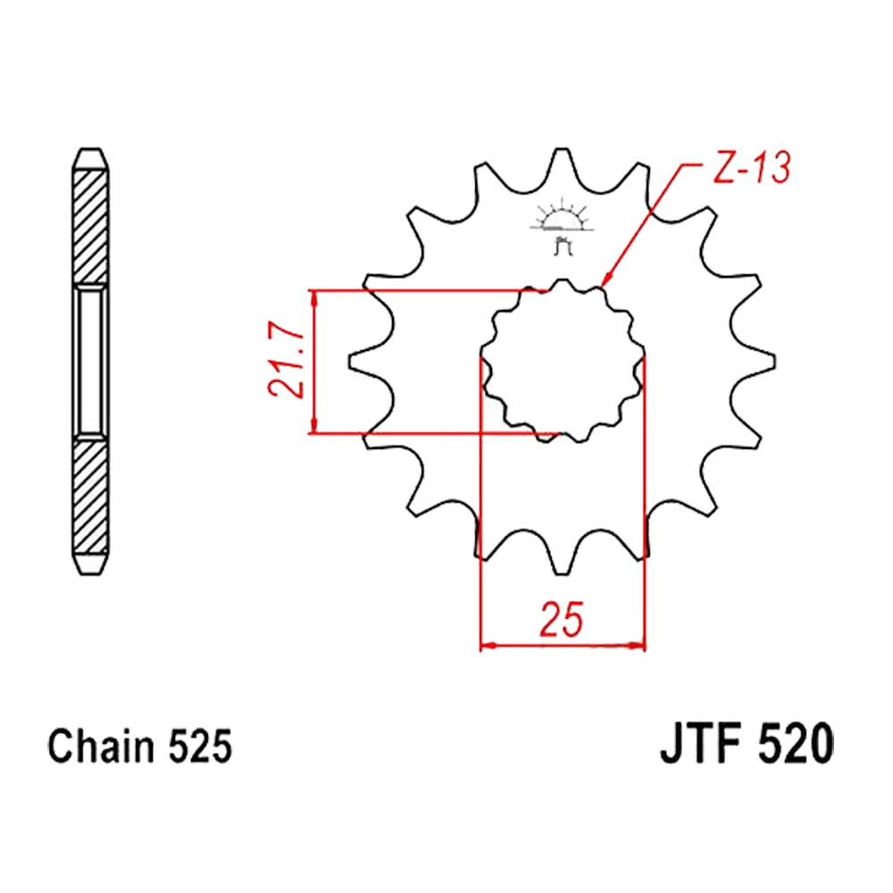 Zębatka przednia F520-17, 17 zębów, rozmiar 525