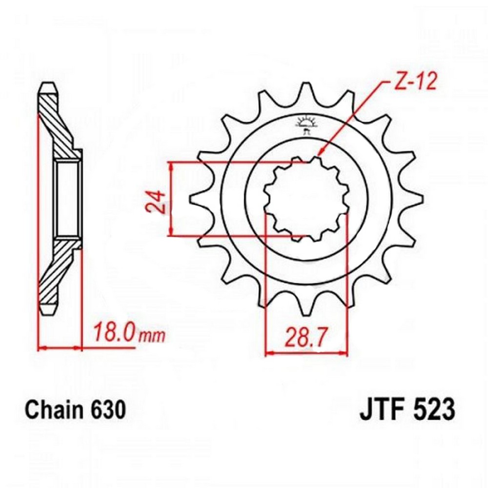 Zębatka przednia F523-15, 15 zębów, rozmiar 630