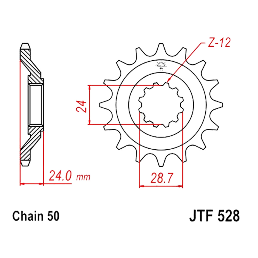 Zębatka przednia F528-17, 17 zębów, rozmiar 530