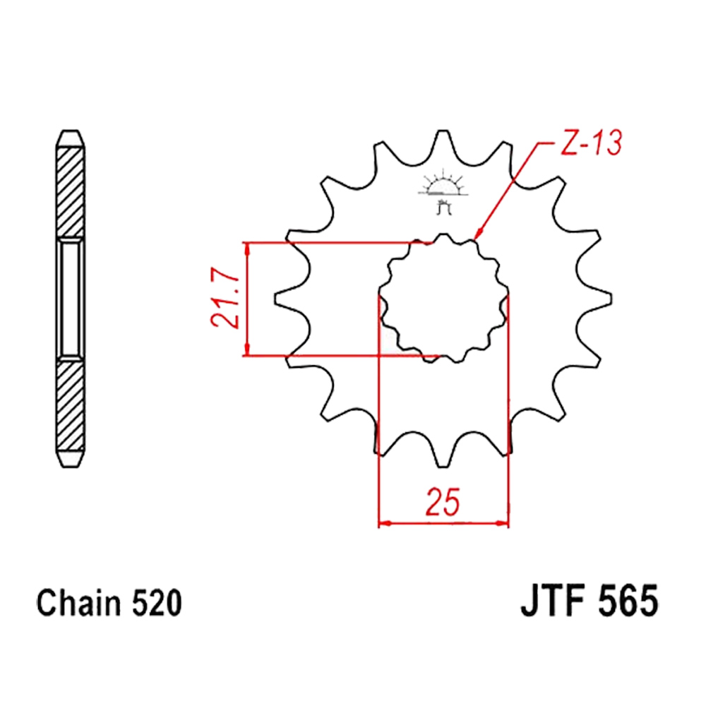 Zębatka przednia F565-16, 16 zębów, rozmiar 520