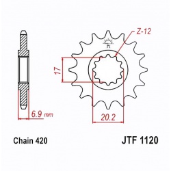  Zębatka przednia JT F1120-12, 12Z, rozmiar 420