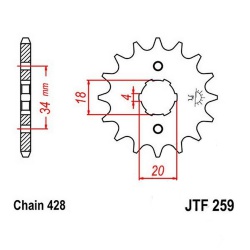  Zębatka przednia JT F259-17, 17Z, rozmiar 428