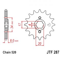  Zębatka przednia JT F287-13 rozmiar 520 13Z 