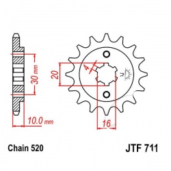  Zębatka przednia JT F711-12 , 12Z ,rozmiar 520 szerokie zęby 4 średnica wewnętrzna 16/20