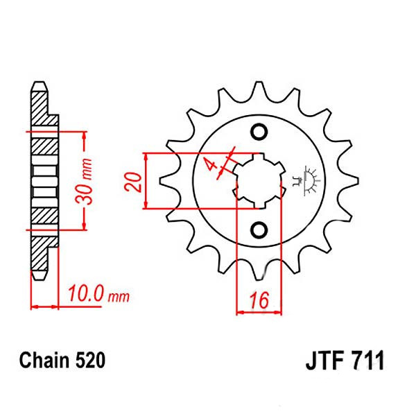   Zębatka przednia JT F711-14, 14Z, rozmiar 520