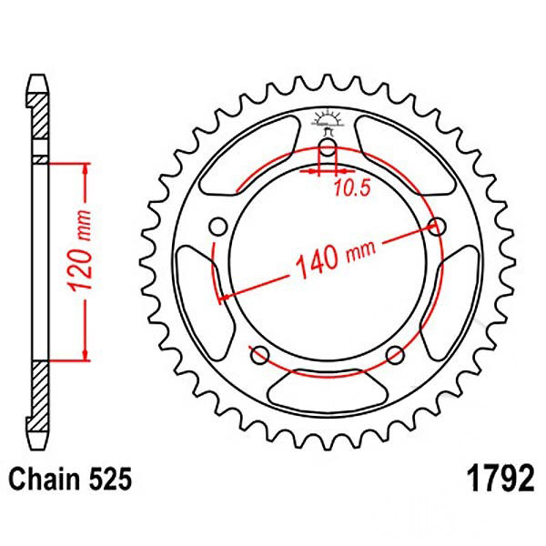 Zębatka tylna 1792-44, 44 zęby, rozmiar 525