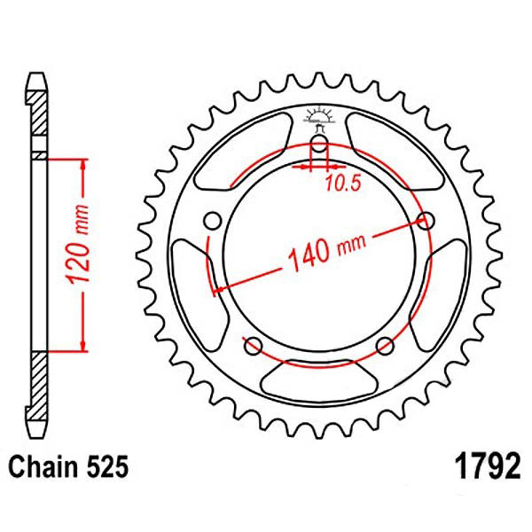 Zębatka tylna 1792-45, 45 zębów, rozmiar 525