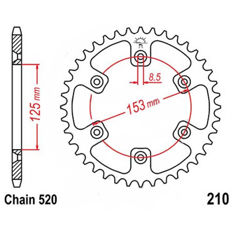 Zębatka tylna 210-51, 51 zębów, rozmiar 520