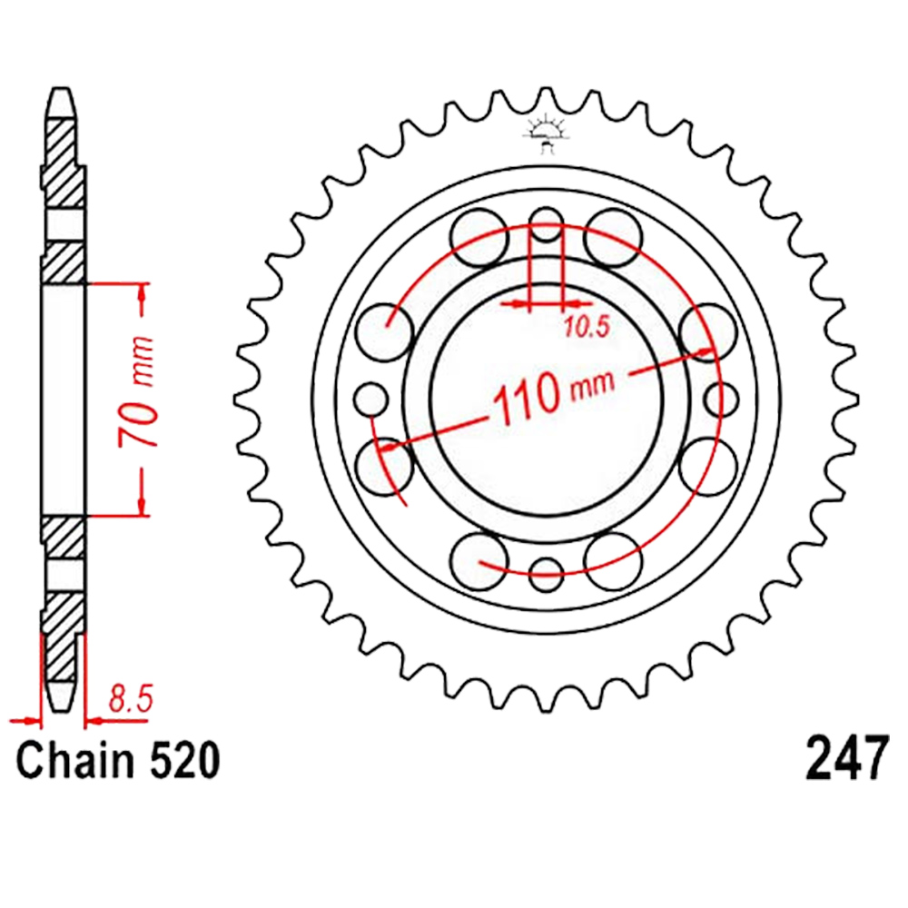 Zębatka tylna 247-35, 35 zębów, rozmiar 520