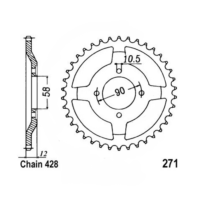 Zębatka tylna 271-50, 50 zębów, rozmiar 428