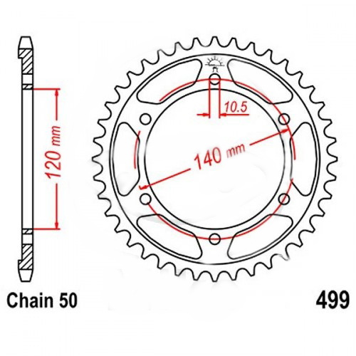 Zębatka tylna 499-48, 48 zębów, rozmiar 530