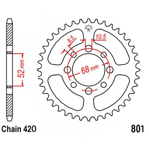 Zębatka tylna 801-45, 45 zębów, rozmiar 420