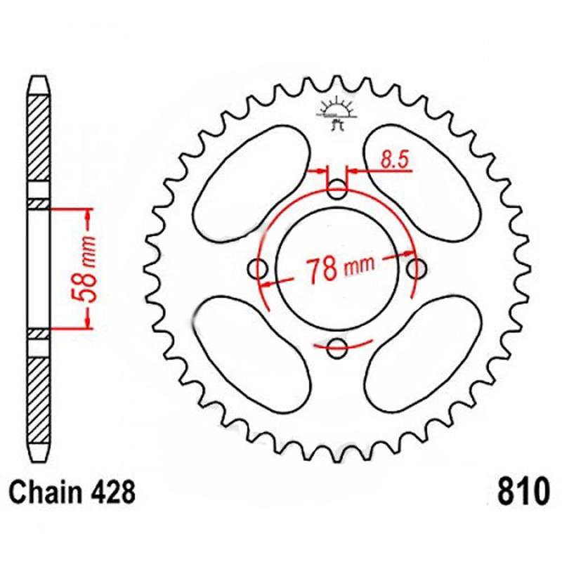 Zębatka tylna 810-42, 42 zęby, rozmiar 428