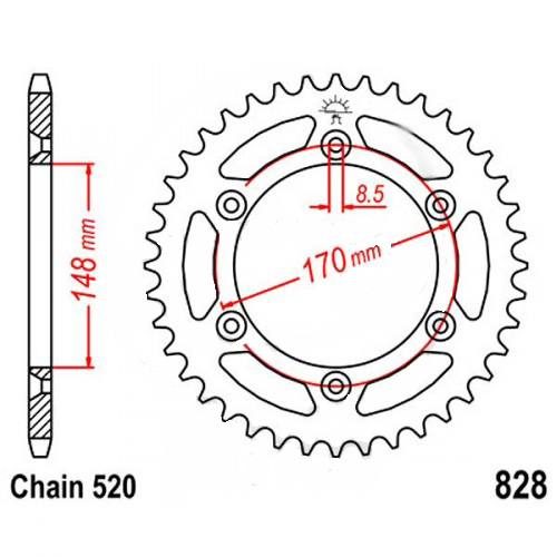 Zębatka tylna 828-48, 48 zębów, rozmiar 520