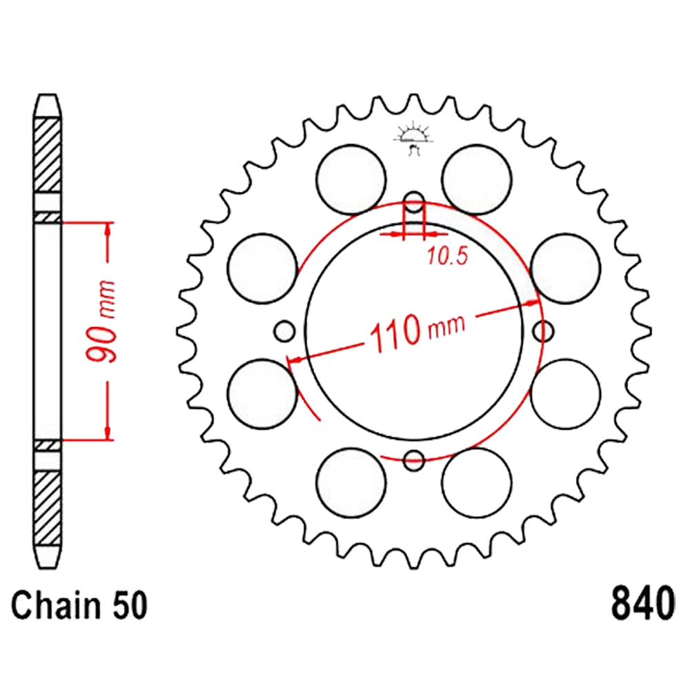 Zębatka tylna 840-38, 38 zębów, rozmiar 530